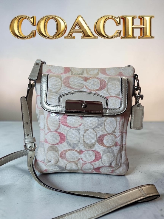 Coach Handbags - COACH Ashley Pastel/Silver Swing Pack w/Sequins EUC